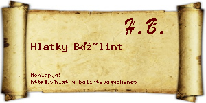 Hlatky Bálint névjegykártya